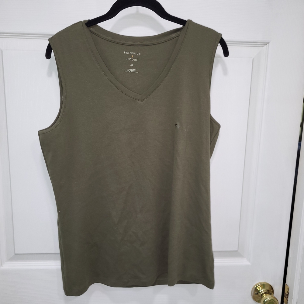 NEW Preswick & Moore Khaki /:Olive Sleeveless Tank Top - XL